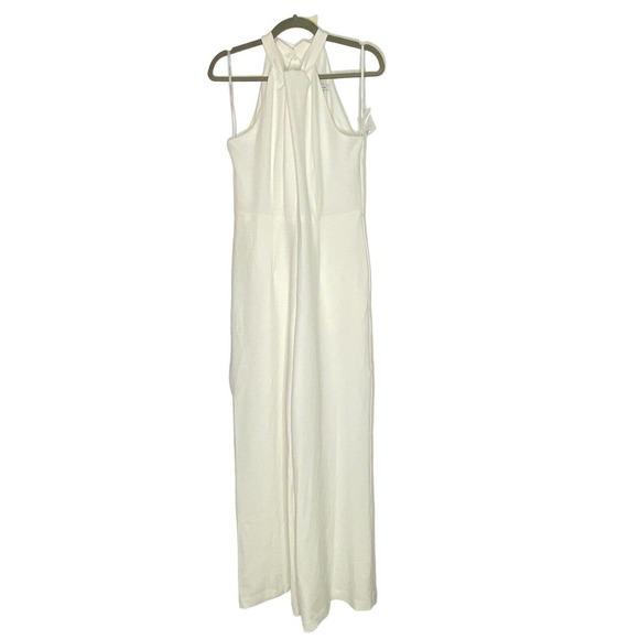 NWOT Julia Jordan Womens Jumpsuit Size 6 Halter Neck Wide Leg Pockets White - Picture 3 of 14
